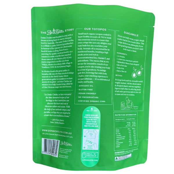 Green packaging of Dona Cholita with text and branding on a white background