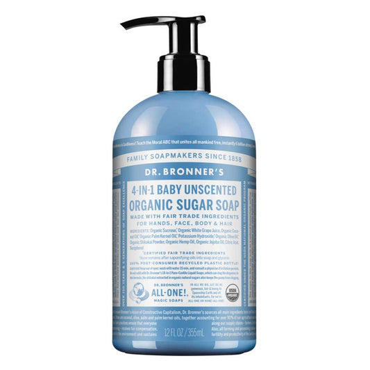 Dr Bronner's 4 in 1 Pump Soap - Baby Unscented - 355ml