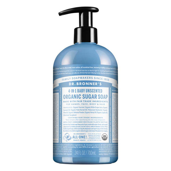 Dr Bronner's 4 in 1 Pump Soap - Baby Unscented - 710ml