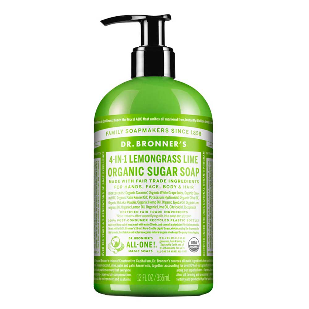 Dr Bronner's Organic Pump Soap - Lemongrass Lime - 355ml