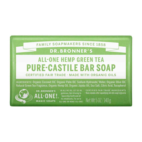 Dr Bronner's Pure-Castile Bar Soap - Green Tea - 140g