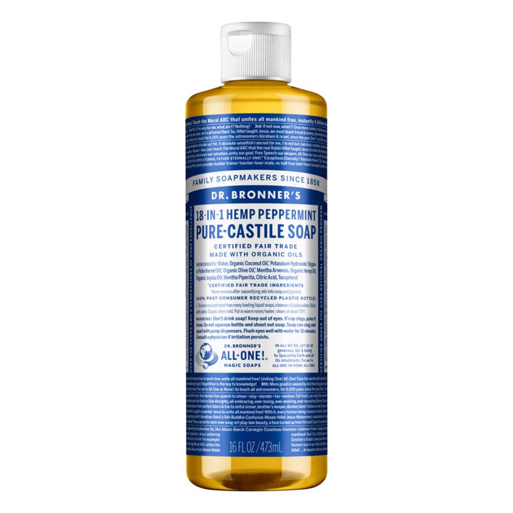 Dr Bronner's Pure Castile Liquid Soap - Peppermint - 473ml