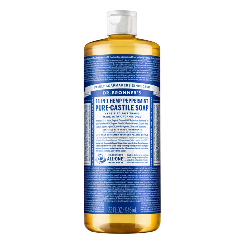 Dr Bronner's Pure Castile Liquid Soap - Peppermint - 946ml