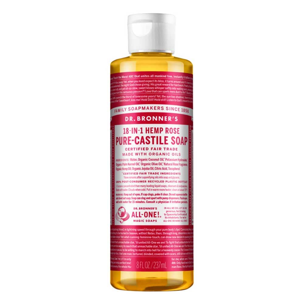 Dr Bronner's Pure Castile Liquid Soap - Rose - 237ml