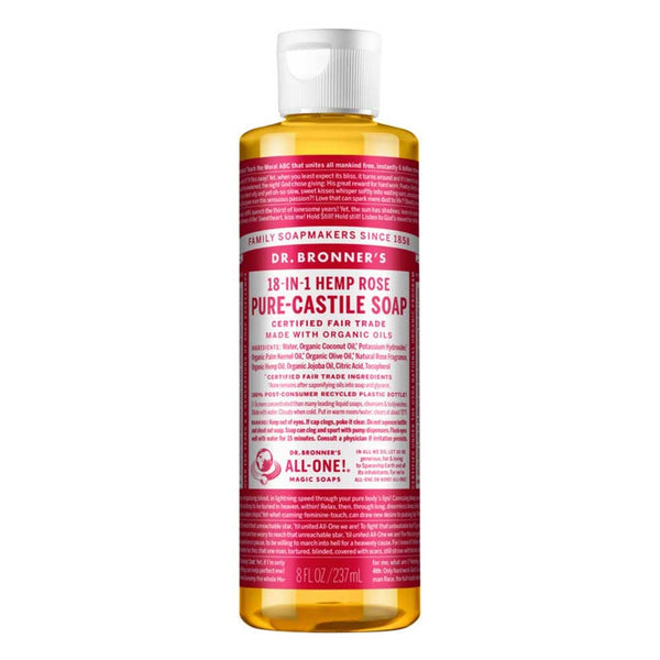 Dr Bronner's Pure Castile Liquid Soap - Rose - 237ml