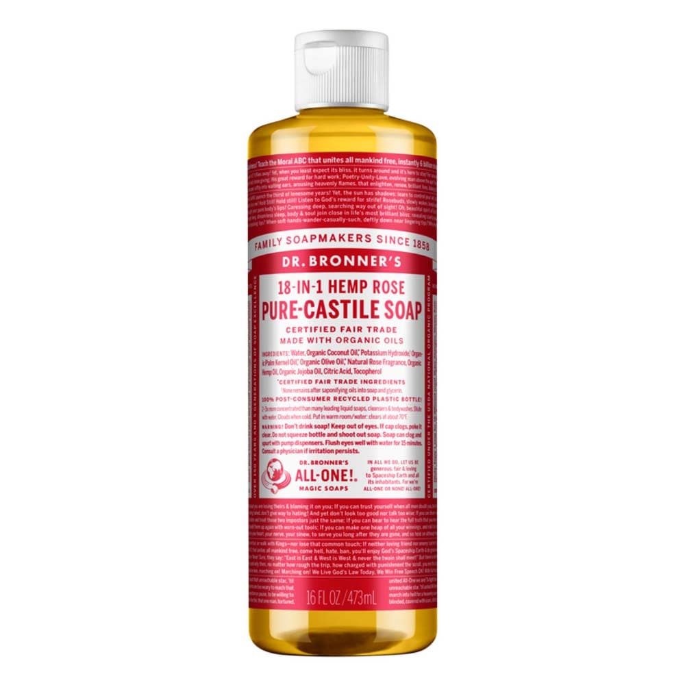 Dr Bronner's Pure Castile Liquid Soap - Rose - 473ml