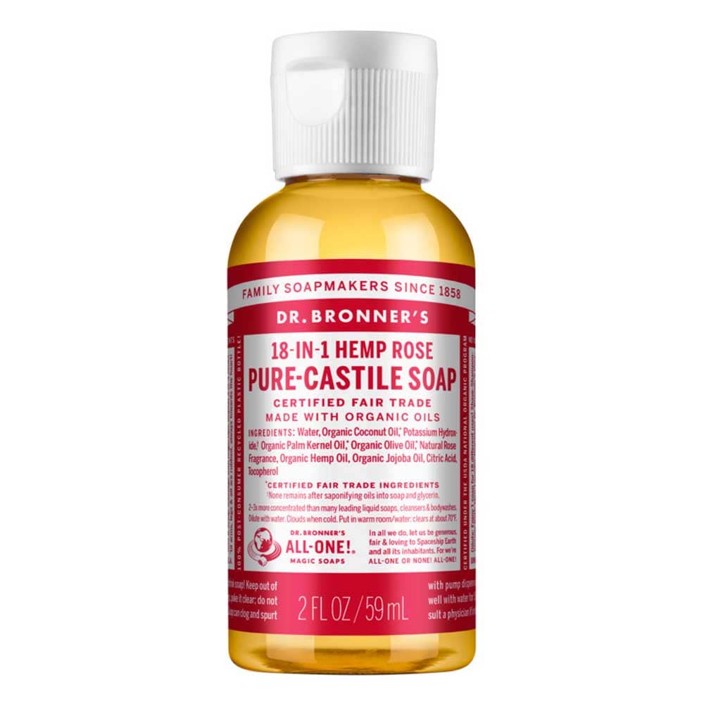 Dr Bronner's Pure Castile Liquid Soap - Rose - 59ml