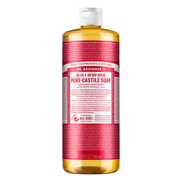 Dr Bronner's Pure Castile Liquid Soap - Rose - 946ml