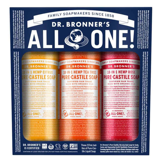 Dr Bronner's Pure Castile Liquid Soap - Summer Lovin' - 237ml x 3 pack