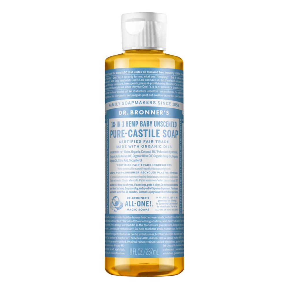 Dr-Bronners-Pure-Castile-Liquid-Soap-Baby-Unscented-237ml - L'Organic