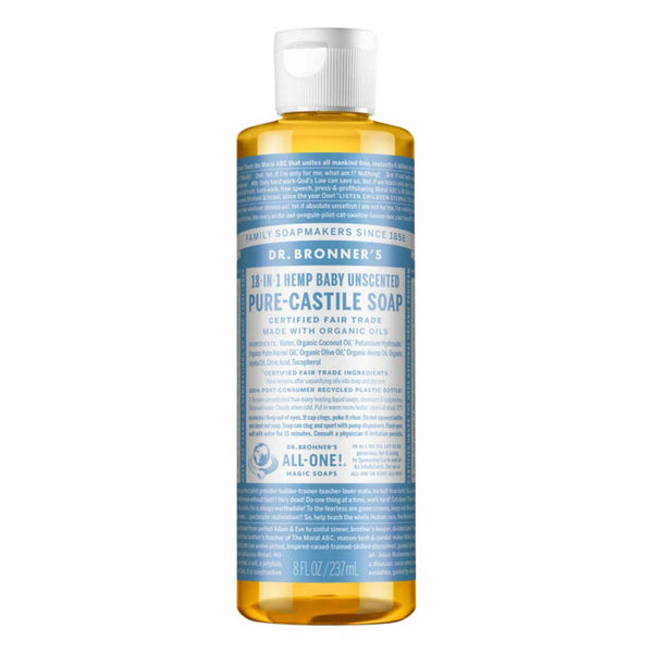 Dr-Bronners-Pure-Castile-Liquid-Soap-Baby-Unscented-237ml - L'Organic