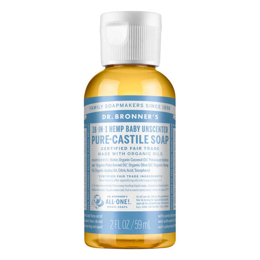 Dr Bronner's Pure Castile Liquid Soap - Baby/Unscented - 59ml