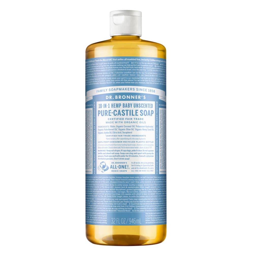 Dr-Bronners-Pure-Castile-Liquid-Soap-Baby-Unscented-946ml - L'Organic