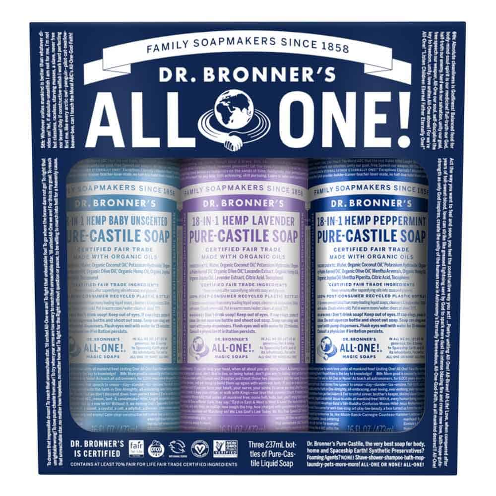 Dr Bronner's Pure Castile Liquid Soap - Cosmic Classics - 237ml x 3 pack