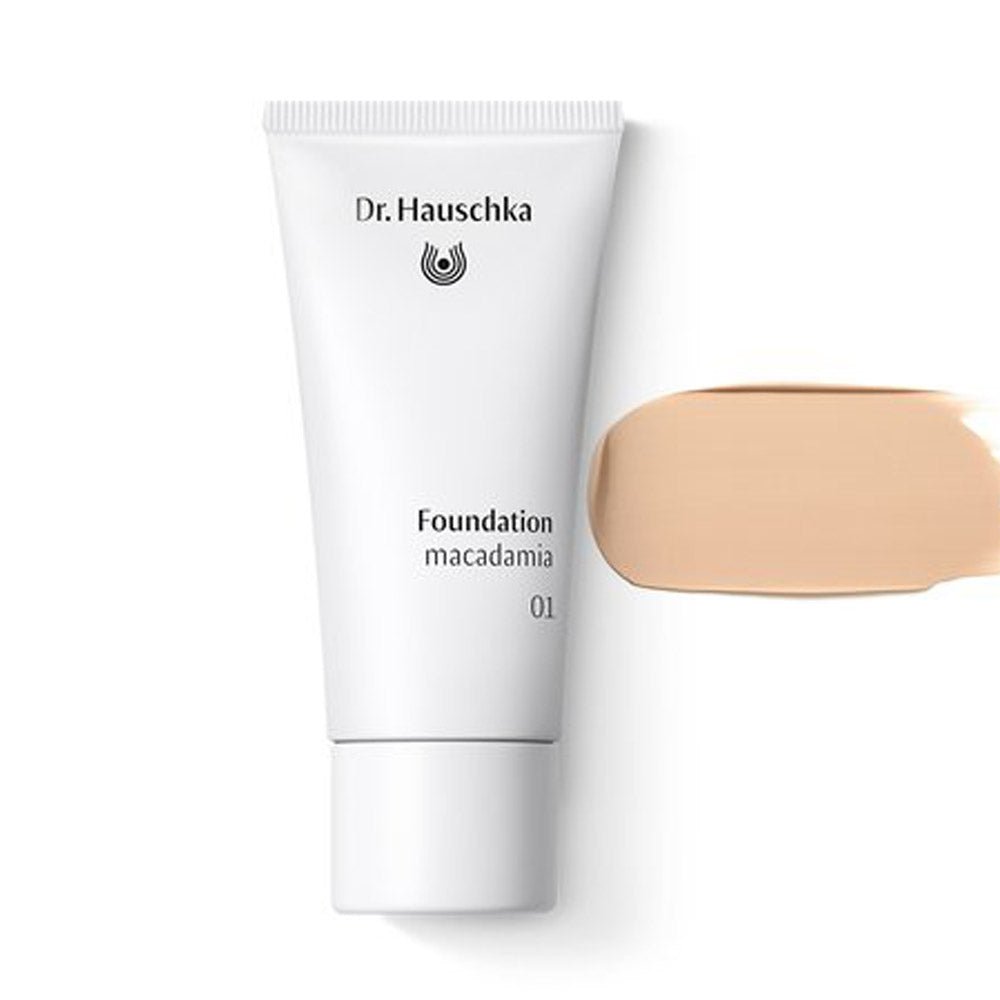 Dr. Hauschka foundation tube with a swatch on a white background