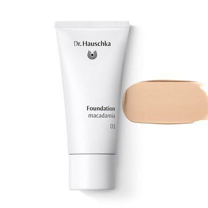 Dr. Hauschka foundation tube with a swatch on a white background