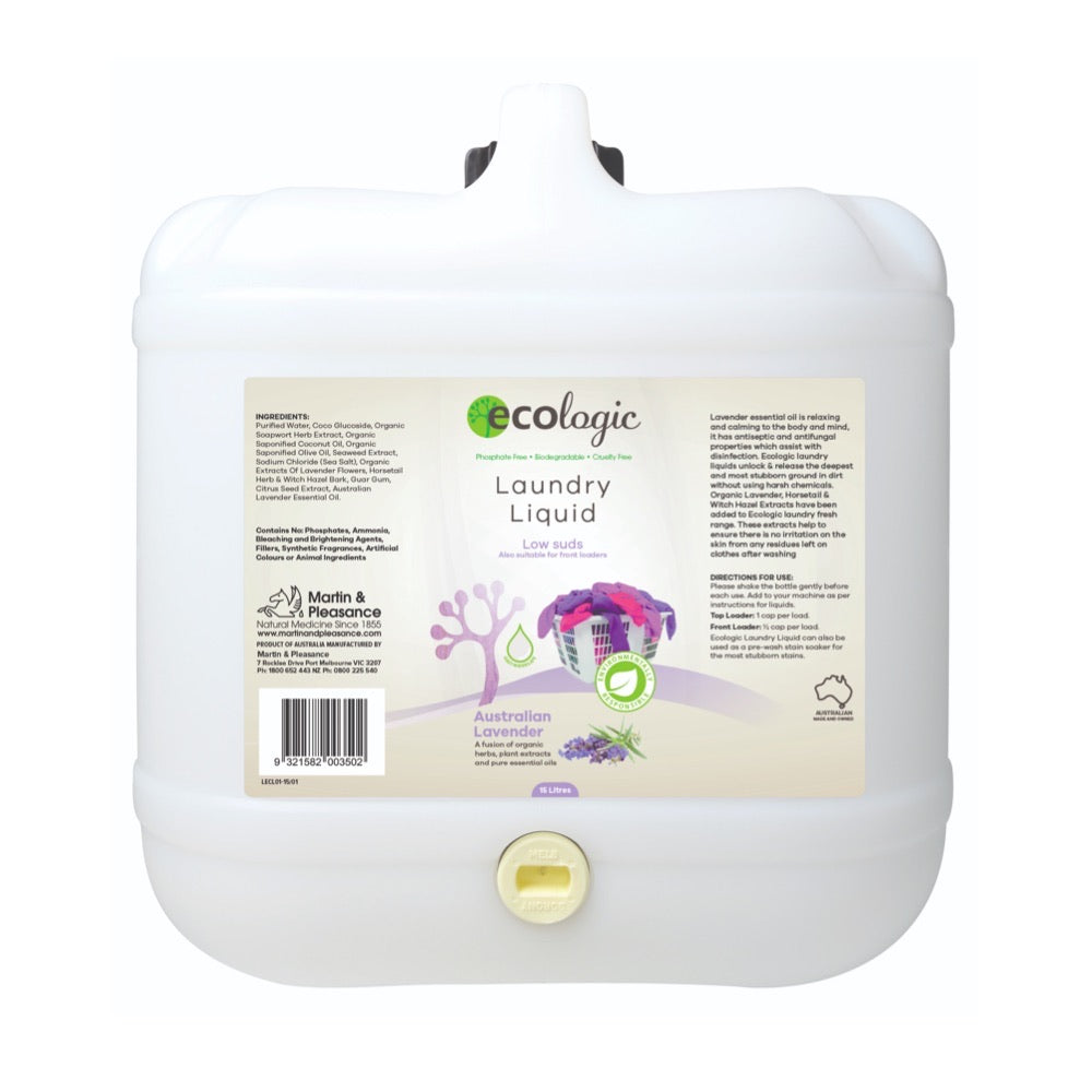 ECOLOGIC Laundry Liquid (Bulk) Australian Lavender - 15L - L'Organic