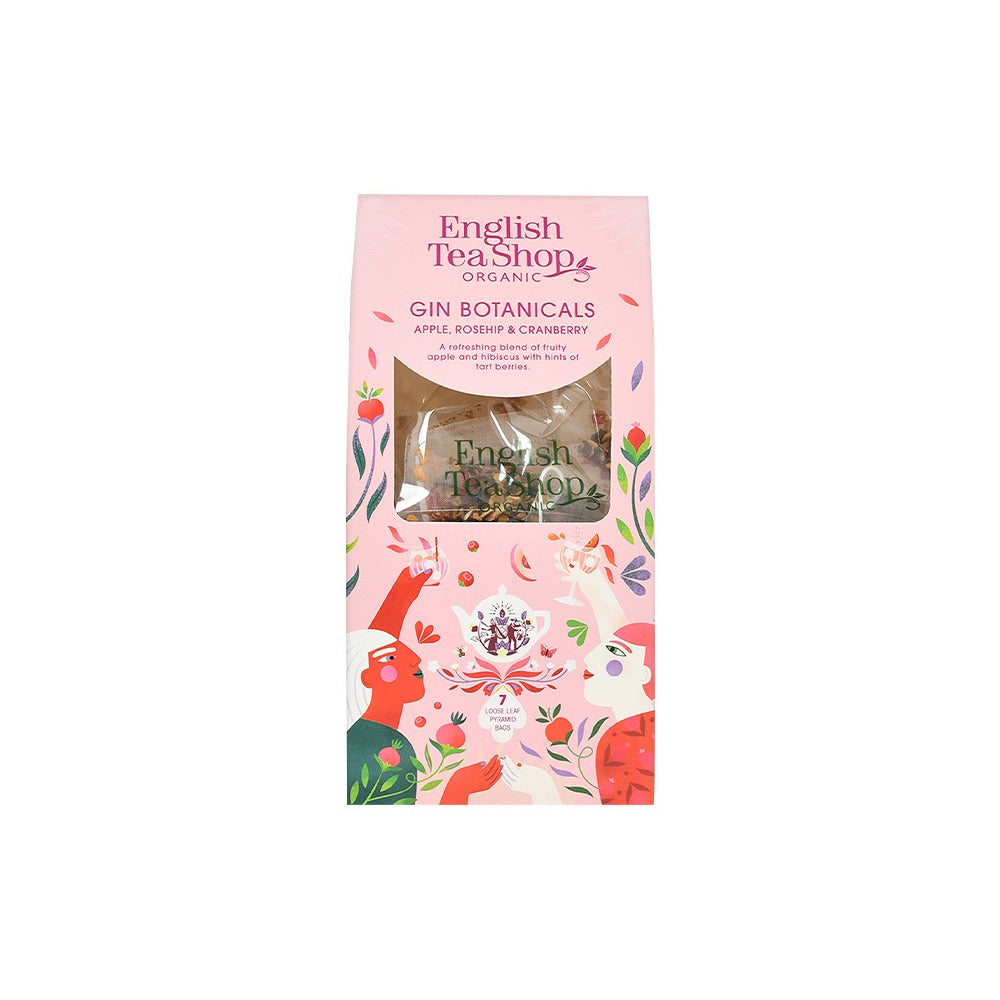 ENGLISH TEA SHOP Gin Botanical Apple, Rosehip & Cranberry 7 Pyramid Tea Bags - L'Organic