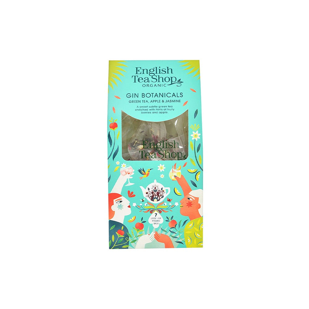ENGLISH TEA SHOP Gin Botanical Green Tea, Apple & Jasmine 7 Pyramid Tea Bags - L'Organic