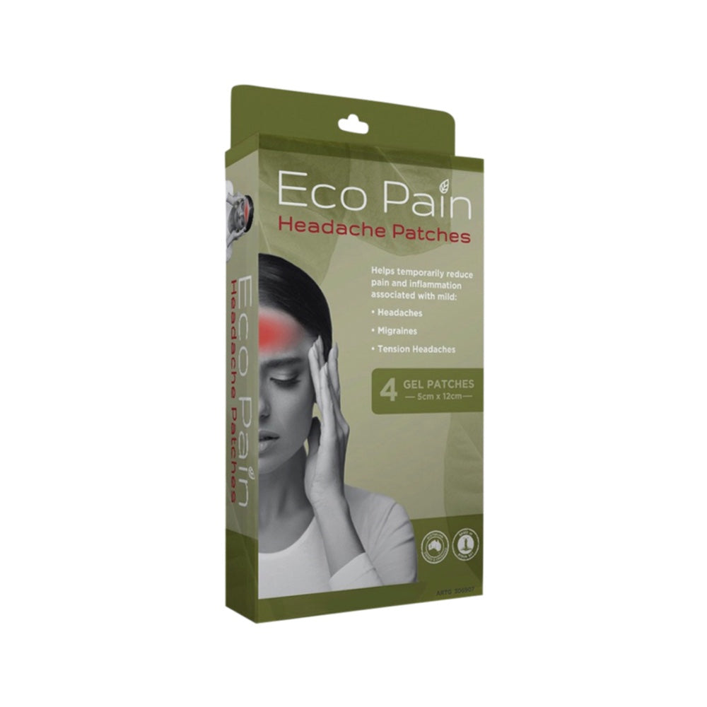 Byron Naturals Eco Pain Patches Headache (Gel Patches - 5cm x 12cm) - 4 Pack - L'Organic