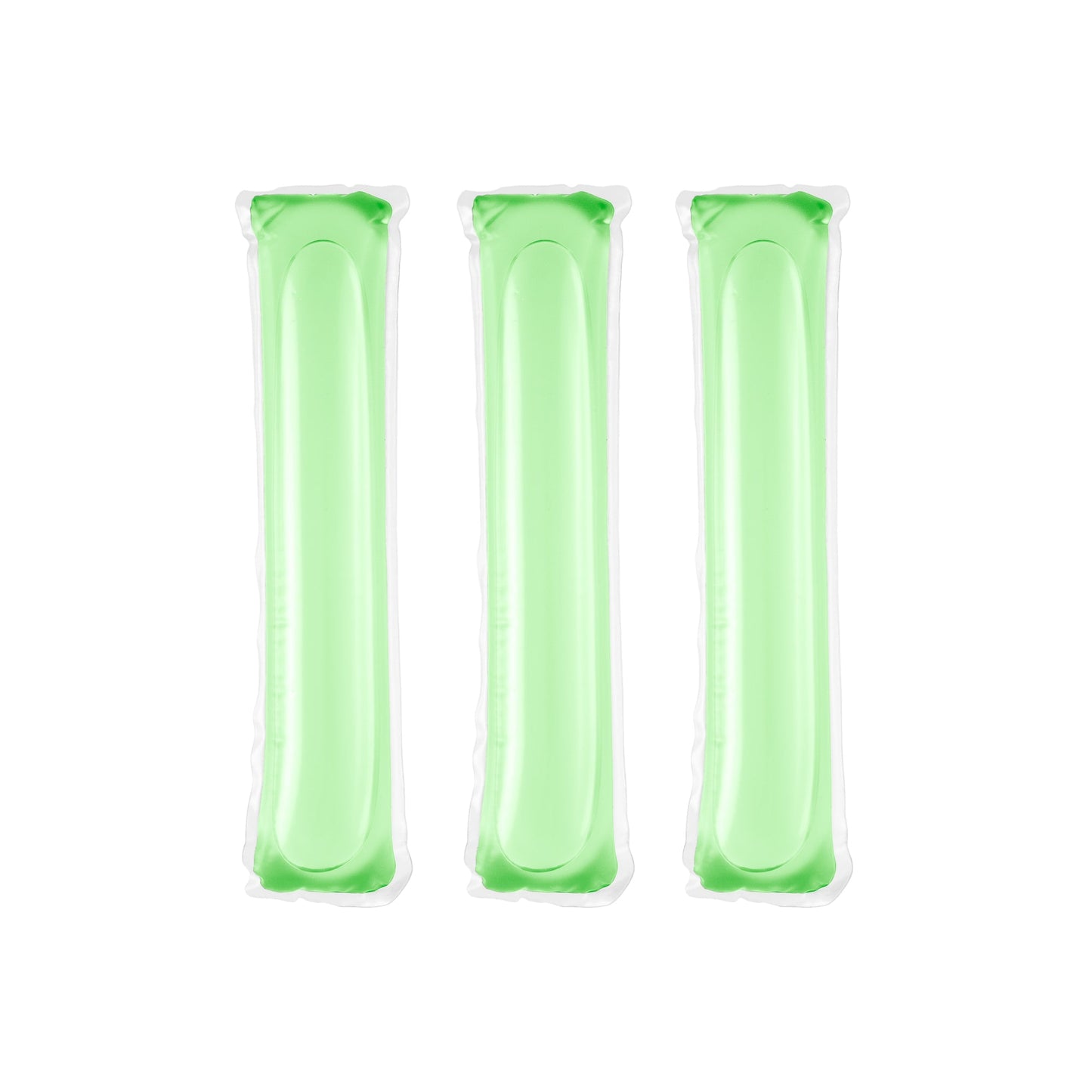 Three green rectangular ecyo antibacterial cleaning refilll pods on a white background