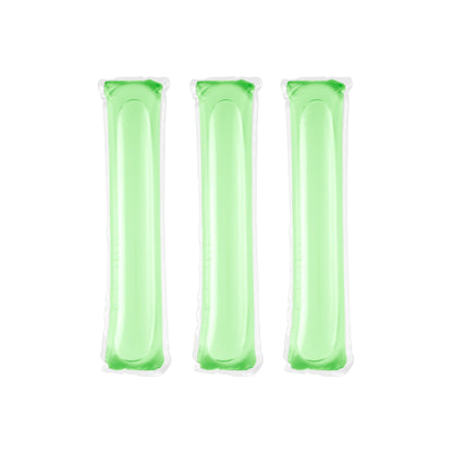 Three green rectangular ecyo antibacterial cleaning refilll pods on a white background