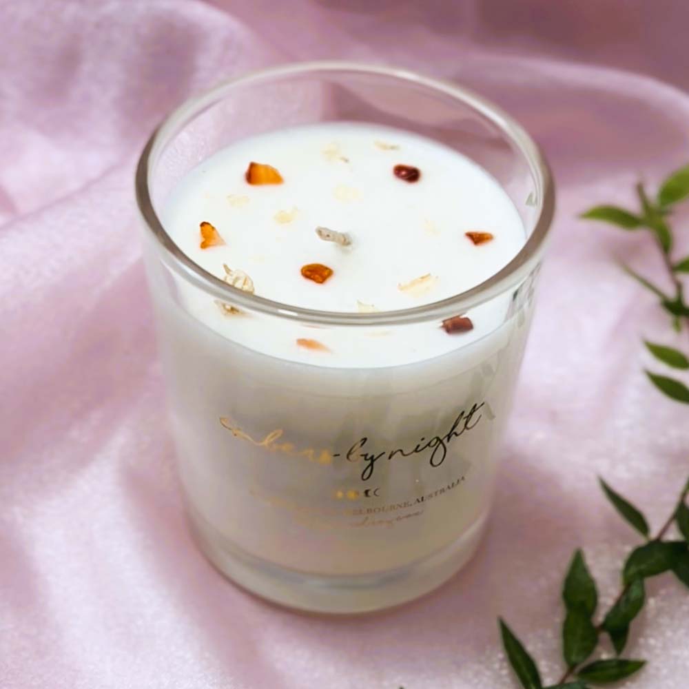 Embers By Night Crystal Infused Candle - Salted Caramel - Tilted View