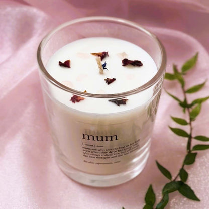 Embers By Night Crystal Infused Candle for Mum - Lychee Peony - Tilted View