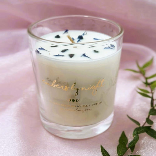 Embers By Night Crystal infused Candle - Fresh Linen - L'Organic