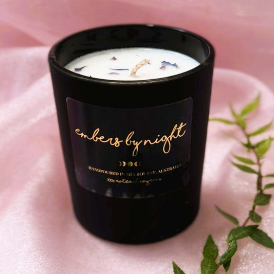 Embers By Night Matt Black Crystal Candle - Lavender - L'Organic