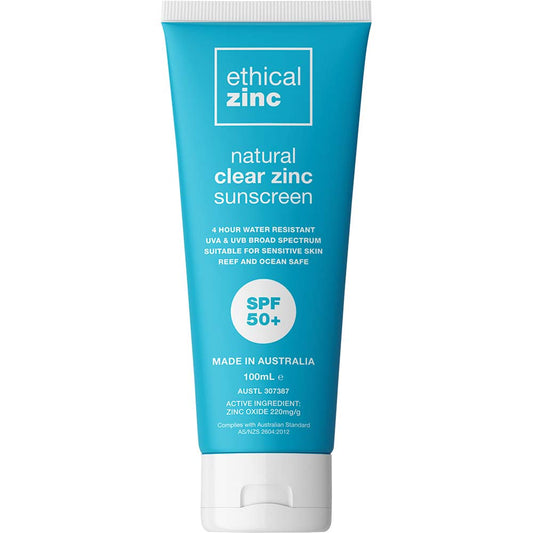 Ethical Zinc Natural Clear Zinc Sunscreen SPF50+ - 100ml