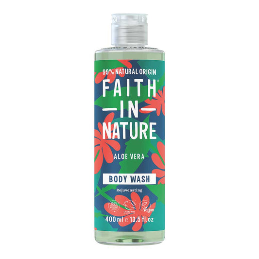 Bottle of Faith in Nature Aloe Vera Body Wash on a white background