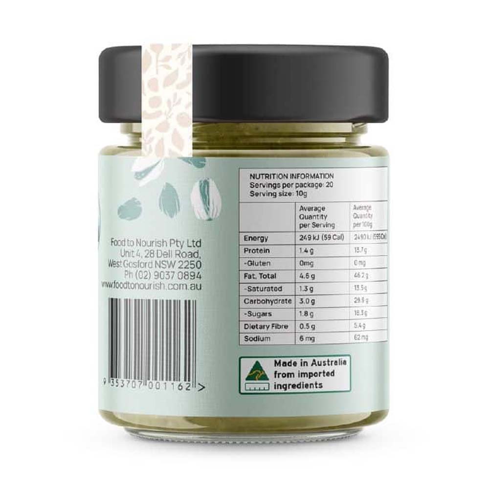 Food to Nourish Pistachio Matcha Spread - 200g - Back - L'Organic