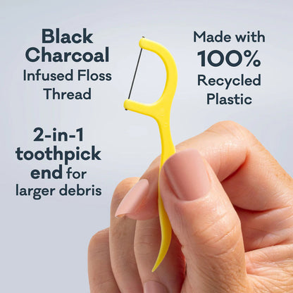 GRIN Ultra Clean Floss Picks Charcoal Infused - 80 Pack - L'Organic