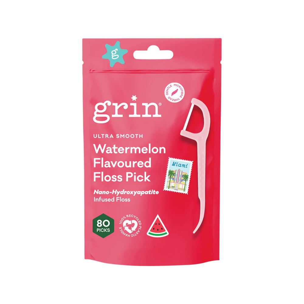 GRIN Ultra Smooth Floss Picks Watermelon Flavoured - 80 Pack - L'Organic