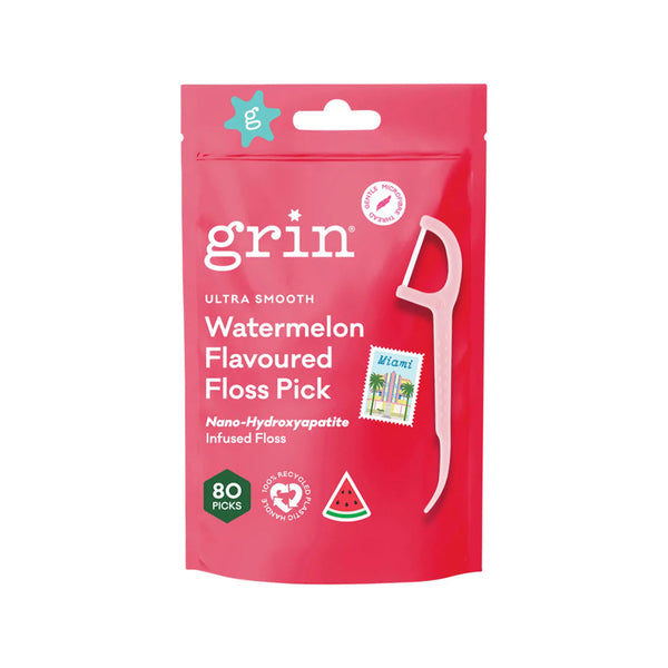 GRIN Ultra Smooth Floss Picks Watermelon Flavoured - 80 Pack - L'Organic
