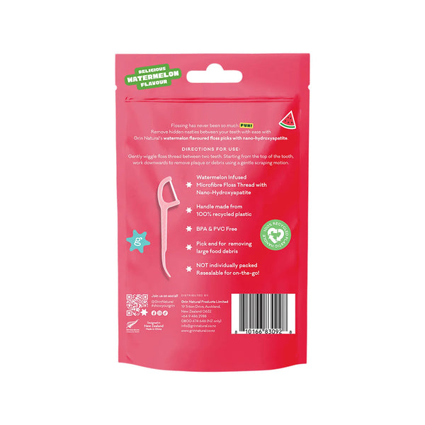 GRIN Ultra Smooth Floss Picks Watermelon Flavoured - 80 Pack - L'Organic