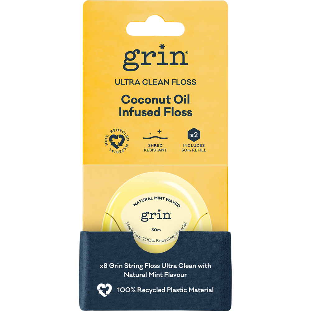 GRIN Ultra Clean Floss Coconut Oil Infused 30m + Refill - 2 Pack - L'Organic