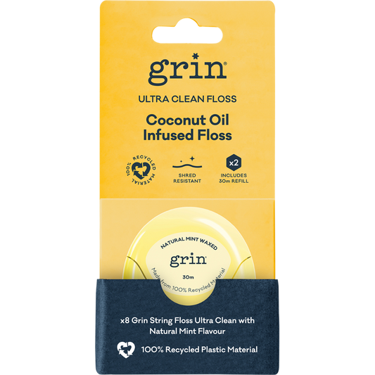 GRIN Ultra Clean Floss Coconut Oil Infused 30m + Refill - 2 Pack - L'Organic
