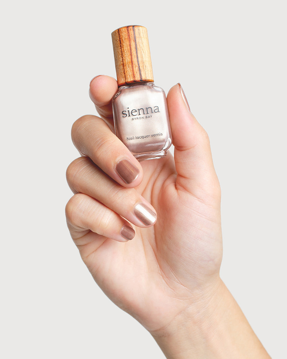 Sienna Nail Polish Gaia - Rose Brown With Silver Satin Glaze - 10ml