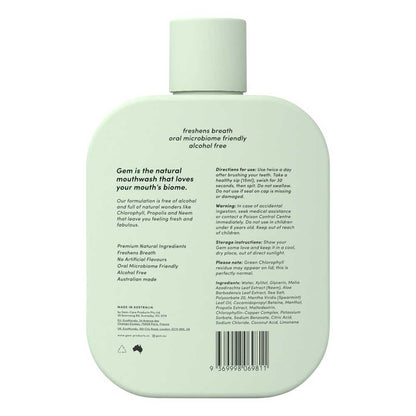 Gem Premium Natural Mouthwash Crisp Mint with Chlorophyll, Propolis & Neem - 500ml