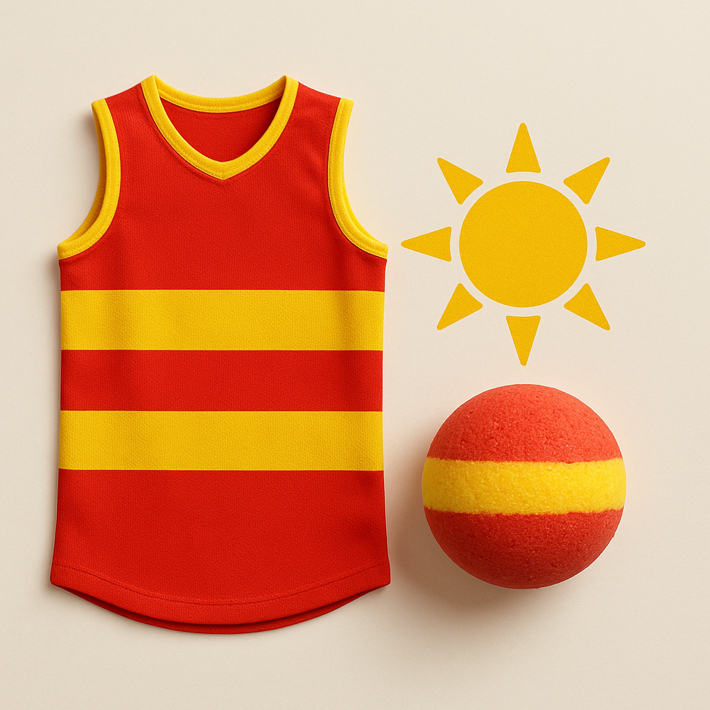 Soapmaid Footy Bath Bomb (Red & Yellow) - Gold Coast Suns - 1 Pack