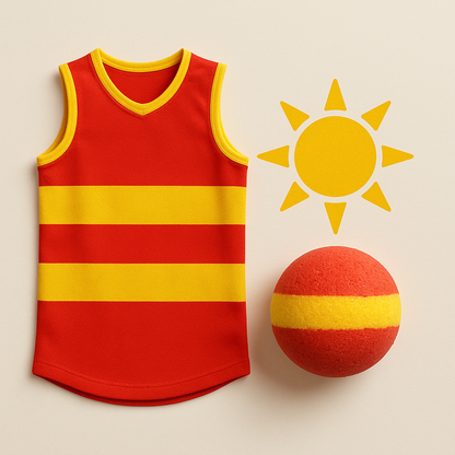 Soapmaid Footy Bath Bomb (Red & Yellow) - Gold Coast Suns - 1 Pack