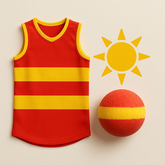 Soapmaid Footy Bath Bomb (Red & Yellow) - Gold Coast Suns - 1 Pack