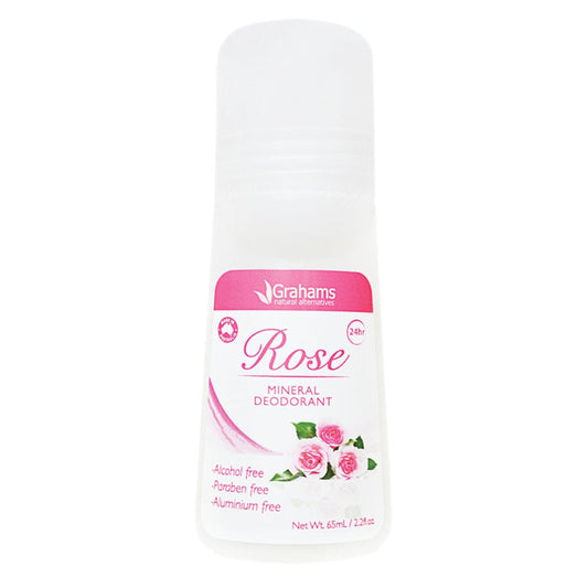 GRAHAMS NATURAL Mineral Deodorant Roll On Range 65ml Rose - L'Organic