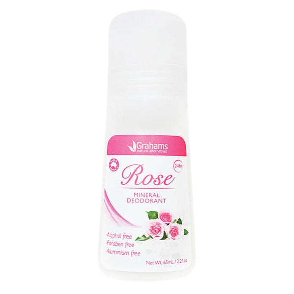 GRAHAMS NATURAL Mineral Deodorant Roll On Range 65ml Rose - L'Organic
