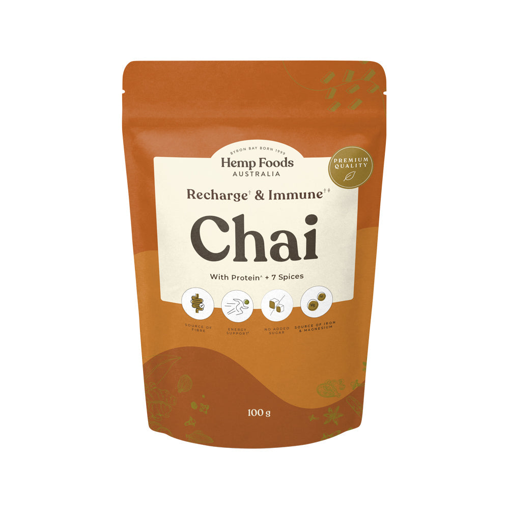 HEMP FOODS AUSTRALIA Chai Recharge + Immune With Protein + 7 Spices 100g - L'Organic