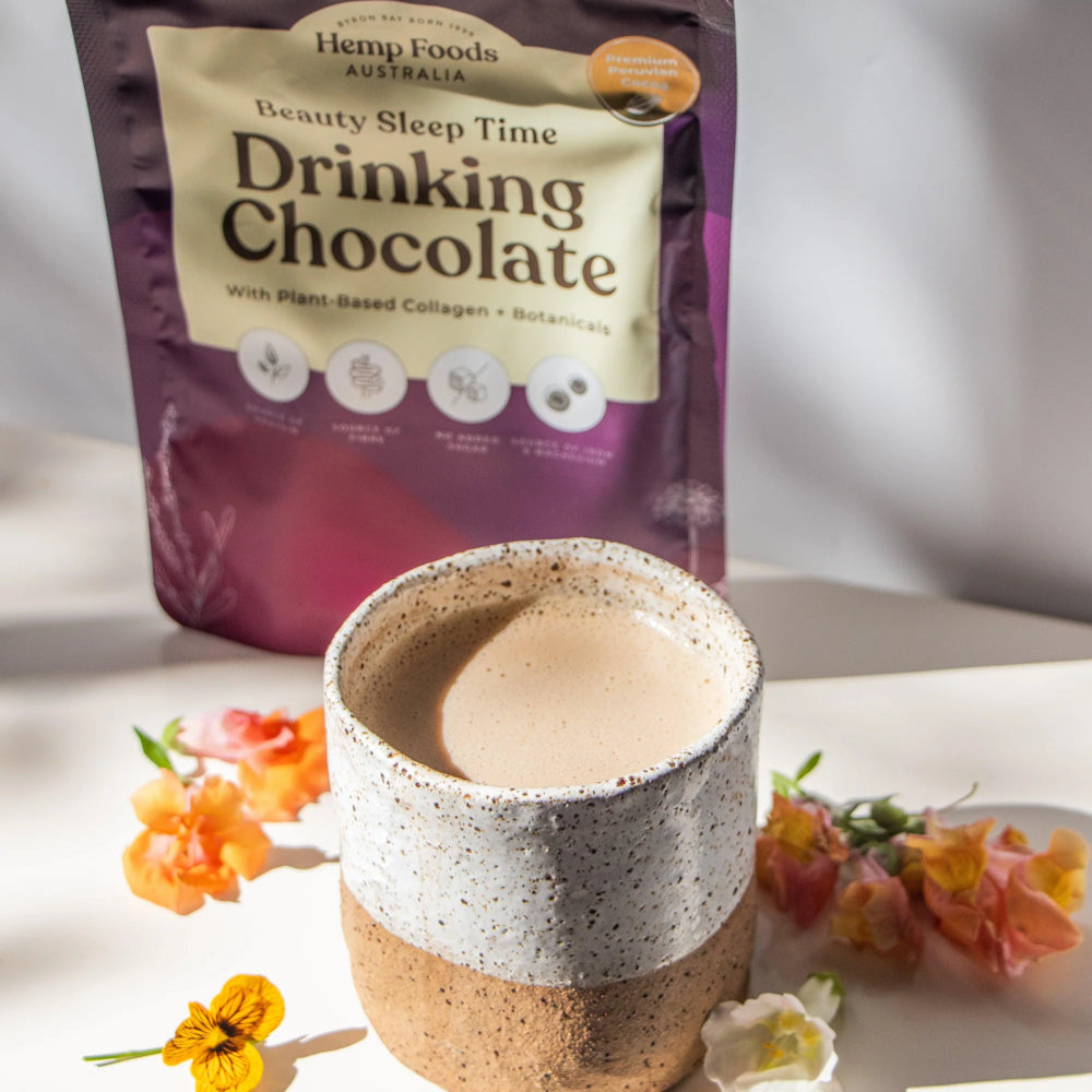 HEMP FOODS AUSTRALIA Drinking Chocolate Beauty Sleep Time With Plant-Based Collagen + Botanicals 112g - L'Organic