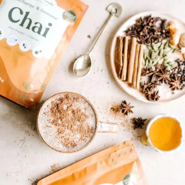 HEMP FOODS AUSTRALIA Chai Recharge + Immune With Protein + 7 Spices 100g - L'Organic