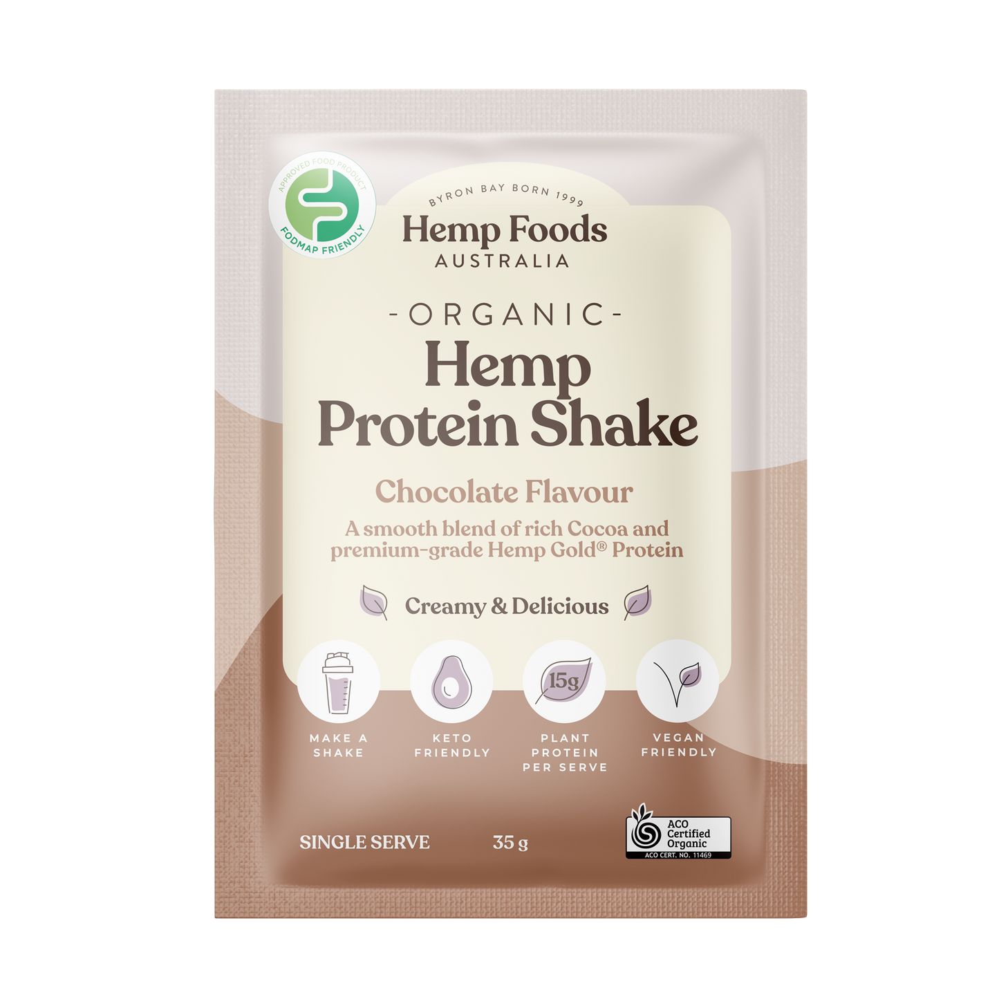 Hemp Foods Aus Organic Hemp Protein Shake Chocolate - 7 x 35g Sachets - L'Organic